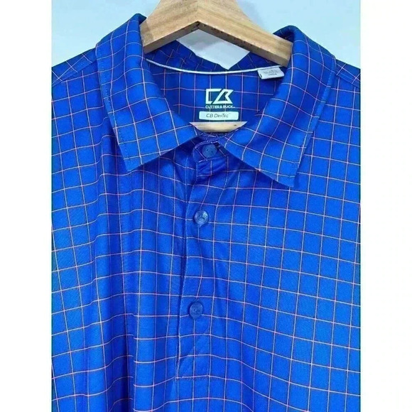 Cutter & Buck CB DryTec Mens Polo Golf Shirt XL Sapphire Blue Orange Custom Embr - Picture 1 of 10